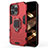 Funda Bumper Silicona y Plastico Mate Carcasa con Magnetico Anillo de dedo Soporte S01 para Apple iPhone 14 Pro Rojo