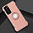 Funda Bumper Silicona y Plastico Mate Carcasa con Magnetico Anillo de dedo Soporte S01 para Huawei P40 Oro Rosa