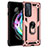 Funda Bumper Silicona y Plastico Mate Carcasa con Magnetico Anillo de dedo Soporte S01 para Motorola Moto Edge 20 5G Oro Rosa