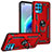 Funda Bumper Silicona y Plastico Mate Carcasa con Magnetico Anillo de dedo Soporte S01 para Motorola Moto Edge S 5G Rojo