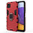 Funda Bumper Silicona y Plastico Mate Carcasa con Magnetico Anillo de dedo Soporte S01 para Samsung Galaxy A22 5G Rojo