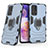 Funda Bumper Silicona y Plastico Mate Carcasa con Magnetico Anillo de dedo Soporte S01 para Samsung Galaxy A23 4G Azul