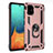 Funda Bumper Silicona y Plastico Mate Carcasa con Magnetico Anillo de dedo Soporte S01 para Samsung Galaxy A71 4G A715 Oro Rosa