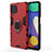 Funda Bumper Silicona y Plastico Mate Carcasa con Magnetico Anillo de dedo Soporte S01 para Samsung Galaxy F62 5G Rojo