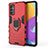 Funda Bumper Silicona y Plastico Mate Carcasa con Magnetico Anillo de dedo Soporte S01 para Samsung Galaxy M52 5G Rojo