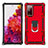 Funda Bumper Silicona y Plastico Mate Carcasa con Magnetico Anillo de dedo Soporte S01 para Samsung Galaxy S20 Lite 5G Rojo