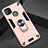 Funda Bumper Silicona y Plastico Mate Carcasa con Magnetico Anillo de dedo Soporte S01 para Xiaomi Redmi 9 India Oro Rosa