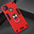Funda Bumper Silicona y Plastico Mate Carcasa con Magnetico Anillo de dedo Soporte S01 para Xiaomi Redmi 9C Rojo