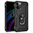 Funda Bumper Silicona y Plastico Mate Carcasa con Magnetico Anillo de dedo Soporte S02 para Apple iPhone 12 Pro Max Negro