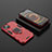 Funda Bumper Silicona y Plastico Mate Carcasa con Magnetico Anillo de dedo Soporte S02 para Apple iPhone 13 Mini Rojo