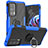 Funda Bumper Silicona y Plastico Mate Carcasa con Magnetico Anillo de dedo Soporte S02 para Motorola Moto Edge 20 Pro 5G Azul