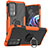 Funda Bumper Silicona y Plastico Mate Carcasa con Magnetico Anillo de dedo Soporte S02 para Motorola Moto Edge 20 Pro 5G Naranja