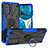 Funda Bumper Silicona y Plastico Mate Carcasa con Magnetico Anillo de dedo Soporte S02 para Motorola Moto Edge (2022) 5G Azul