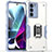 Funda Bumper Silicona y Plastico Mate Carcasa con Magnetico Anillo de dedo Soporte S02 para Motorola Moto Edge S30 5G Blanco