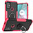 Funda Bumper Silicona y Plastico Mate Carcasa con Magnetico Anillo de dedo Soporte S02 para Motorola Moto G10 Rosa Roja