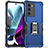 Funda Bumper Silicona y Plastico Mate Carcasa con Magnetico Anillo de dedo Soporte S02 para Motorola Moto G200 5G Azul