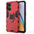 Funda Bumper Silicona y Plastico Mate Carcasa con Magnetico Anillo de dedo Soporte S02 para Oppo F21s Pro 5G Rojo