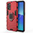 Funda Bumper Silicona y Plastico Mate Carcasa con Magnetico Anillo de dedo Soporte S02 para Oppo Reno6 Z 5G Rojo