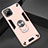 Funda Bumper Silicona y Plastico Mate Carcasa con Magnetico Anillo de dedo Soporte S02 para Realme C11 Oro Rosa