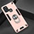 Funda Bumper Silicona y Plastico Mate Carcasa con Magnetico Anillo de dedo Soporte S02 para Samsung Galaxy A21s Oro Rosa