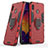 Funda Bumper Silicona y Plastico Mate Carcasa con Magnetico Anillo de dedo Soporte S02 para Samsung Galaxy M10S Rojo