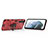 Funda Bumper Silicona y Plastico Mate Carcasa con Magnetico Anillo de dedo Soporte S02 para Samsung Galaxy S21 FE 5G Rojo