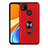 Funda Bumper Silicona y Plastico Mate Carcasa con Magnetico Anillo de dedo Soporte S02 para Xiaomi Redmi 9C Rojo