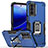 Funda Bumper Silicona y Plastico Mate Carcasa con Magnetico Anillo de dedo Soporte S03 para Motorola Moto Edge (2022) 5G Azul