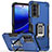 Funda Bumper Silicona y Plastico Mate Carcasa con Magnetico Anillo de dedo Soporte S03 para Motorola MOTO G52 Azul
