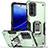 Funda Bumper Silicona y Plastico Mate Carcasa con Magnetico Anillo de dedo Soporte S03 para Motorola Moto G82 5G Verde