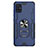 Funda Bumper Silicona y Plastico Mate Carcasa con Magnetico Anillo de dedo Soporte S03 para Samsung Galaxy A51 5G Azul