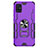 Funda Bumper Silicona y Plastico Mate Carcasa con Magnetico Anillo de dedo Soporte S03 para Samsung Galaxy A51 5G Morado