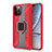 Funda Bumper Silicona y Plastico Mate Carcasa con Magnetico Anillo de dedo Soporte S04 para Apple iPhone 12 Pro Max Rojo