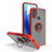 Funda Bumper Silicona y Plastico Mate Carcasa con Magnetico Anillo de dedo Soporte S04 para Motorola Moto E20 Rojo