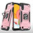 Funda Bumper Silicona y Plastico Mate Carcasa con Magnetico Anillo de dedo Soporte S04 para Samsung Galaxy A01 SM-A015 Oro Rosa