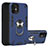 Funda Bumper Silicona y Plastico Mate Carcasa con Magnetico Anillo de dedo Soporte S05 para Apple iPhone 12 Azul Real