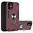 Funda Bumper Silicona y Plastico Mate Carcasa con Magnetico Anillo de dedo Soporte S05 para Apple iPhone 12 Mini Rojo Rosa