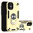 Funda Bumper Silicona y Plastico Mate Carcasa con Magnetico Anillo de dedo Soporte S05 para Apple iPhone 12 Oro