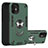 Funda Bumper Silicona y Plastico Mate Carcasa con Magnetico Anillo de dedo Soporte S05 para Apple iPhone 12 Verde Noche