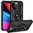 Funda Bumper Silicona y Plastico Mate Carcasa con Magnetico Anillo de dedo Soporte S05 para Apple iPhone 13 Pro Max Negro