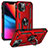 Funda Bumper Silicona y Plastico Mate Carcasa con Magnetico Anillo de dedo Soporte S05 para Apple iPhone 13 Rojo