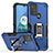 Funda Bumper Silicona y Plastico Mate Carcasa con Magnetico Anillo de dedo Soporte S05 para Motorola Moto G10 Azul
