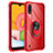 Funda Bumper Silicona y Plastico Mate Carcasa con Magnetico Anillo de dedo Soporte S05 para Samsung Galaxy A01 SM-A015 Rojo