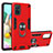 Funda Bumper Silicona y Plastico Mate Carcasa con Magnetico Anillo de dedo Soporte S05 para Samsung Galaxy A71 5G Rojo