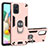 Funda Bumper Silicona y Plastico Mate Carcasa con Magnetico Anillo de dedo Soporte S05 para Samsung Galaxy A71 5G Rosa