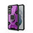 Funda Bumper Silicona y Plastico Mate Carcasa con Magnetico Anillo de dedo Soporte S05 para Samsung Galaxy S21 FE 5G Morado