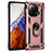 Funda Bumper Silicona y Plastico Mate Carcasa con Magnetico Anillo de dedo Soporte S05 para Xiaomi Mi 11 Pro 5G Oro Rosa