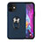 Funda Bumper Silicona y Plastico Mate Carcasa con Magnetico Anillo de dedo Soporte S06 para Apple iPhone 12 Azul