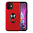 Funda Bumper Silicona y Plastico Mate Carcasa con Magnetico Anillo de dedo Soporte S06 para Apple iPhone 12 Rojo