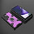 Funda Bumper Silicona y Plastico Mate Carcasa con Magnetico Anillo de dedo Soporte S06 para Samsung Galaxy S21 Ultra 5G Morado